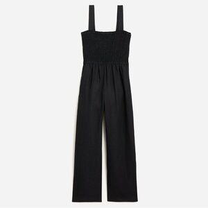 J. Crew smocked linen jumpsuit crop wide leg